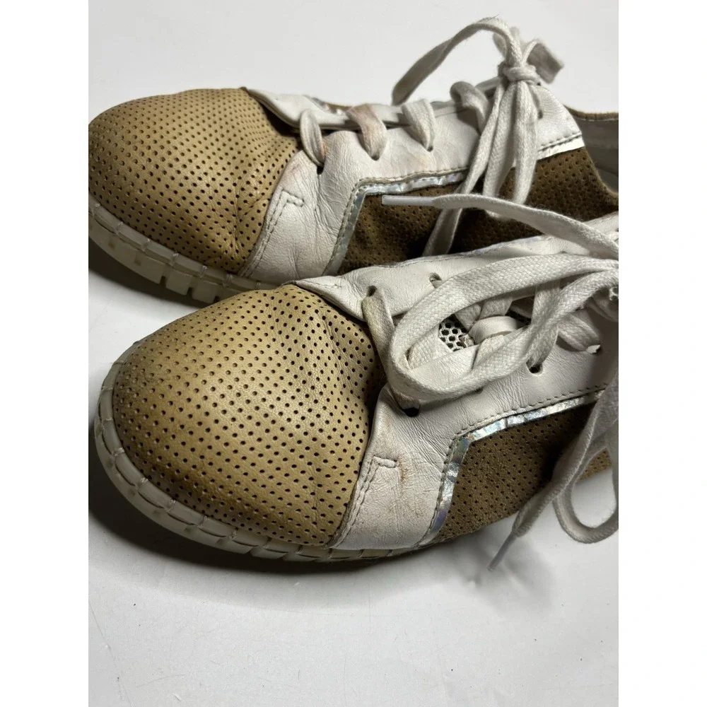 Andia Fora Platform Designer Sneakers Laser Cut Leather Mesh Women's US 8 EUR 40